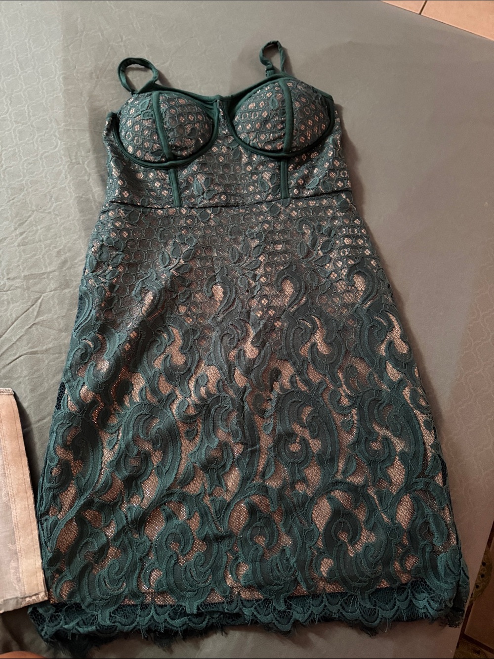 Material Girl Teal Satin-Lined Bustier Top